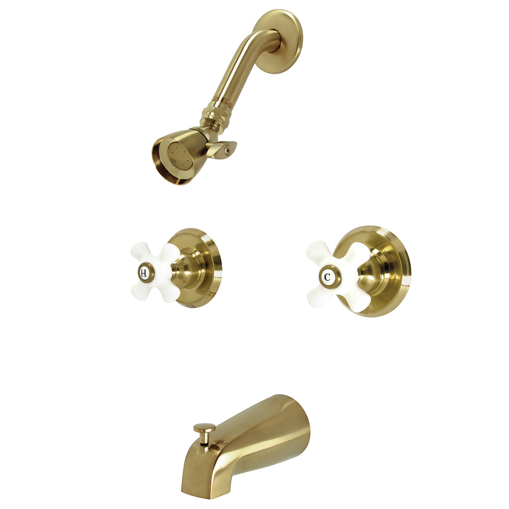 Kingston Brass KB247PX Victorian Tub & Shower Faucet, Brushed Brass