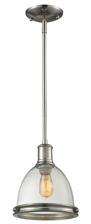 Z-Lite 718MP-BN- 1 Light Mini Pendant Brushed Nickel Steel  Glass