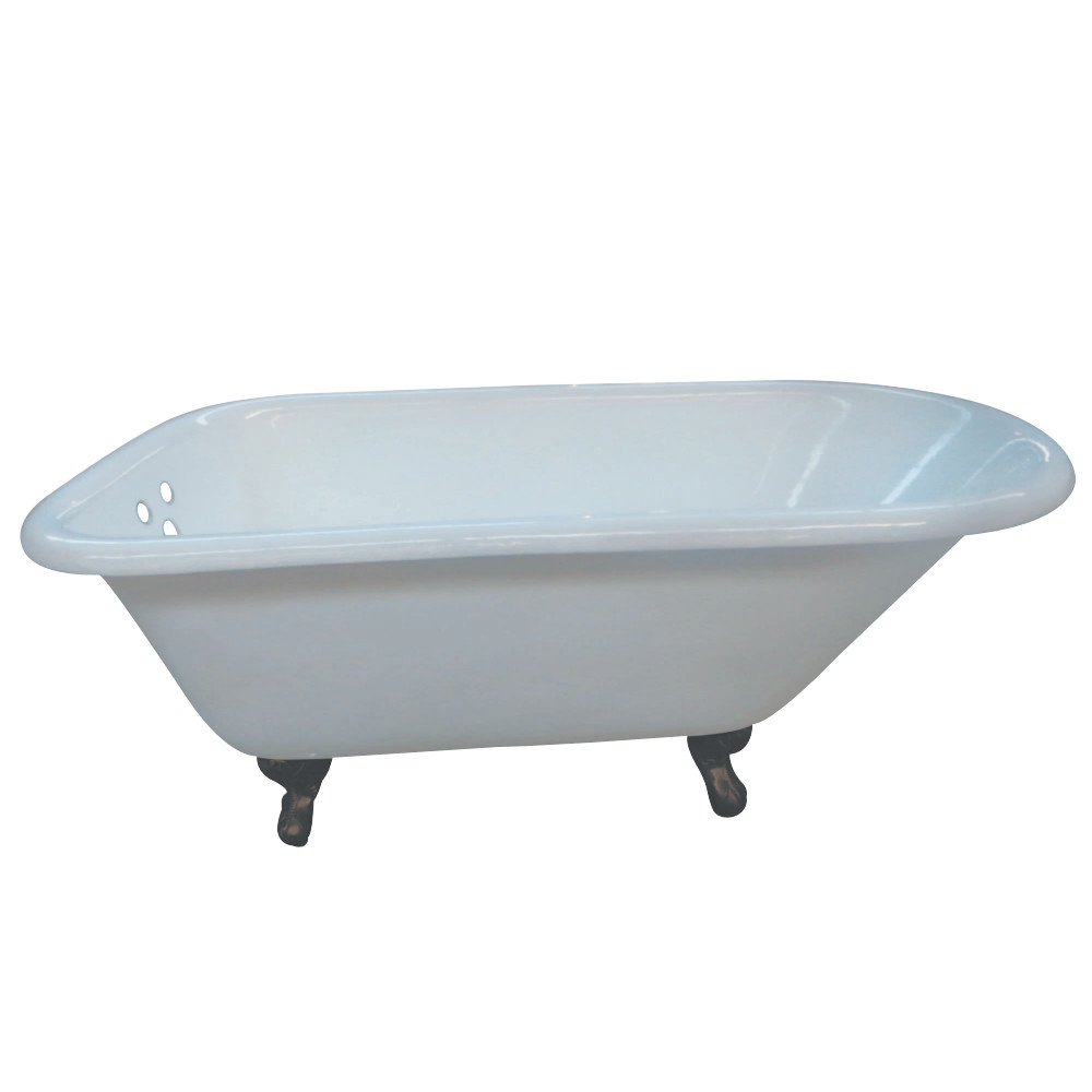 Kingston Brass VCT3D663019NT5 66 x 3.38 in. Aqua Eden Cast Iron Roll Top Clawfoot Tub with Tub Wall Drillings, Oil Rubbed Bronze feet
