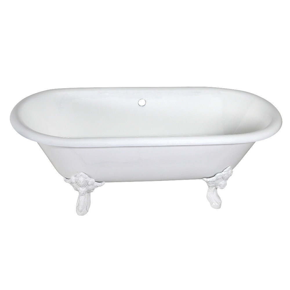 Aqua Eden VCTDE7232NLW Traditional 72 in. Cast Iron Double Ended Clawfoot Tub with Feet No Drillings - White