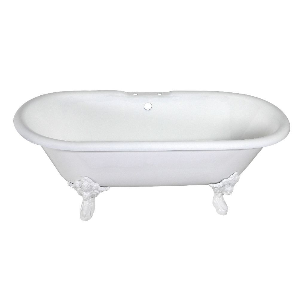 Aqua Eden VCT7DE7232NLW Traditional 72 in. Cast Iron Double Ended Clawfoot Tub - White