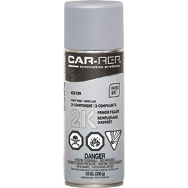 Car-Rep CAR-C2120 11.3 oz 2K Epoxy Primer Filler NA Spraypaint, Light Grey