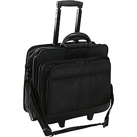 World Richman 8026-03 Rolling 17 Inch Laptop Briefcase - Black