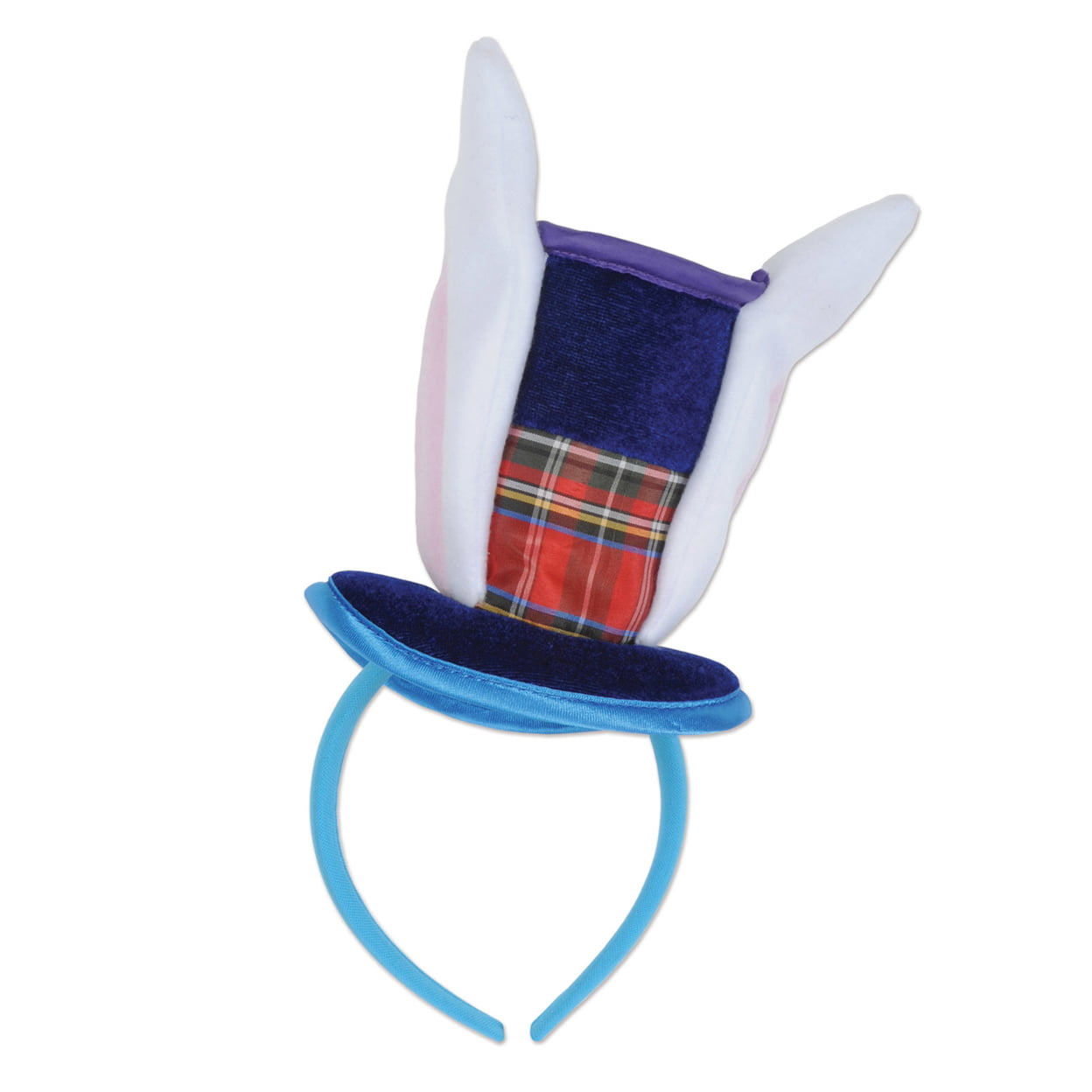 BEISTLE CO Beistle 60019 Bunny Top Hat & Ears Headband, Blue & White - Pack of 12