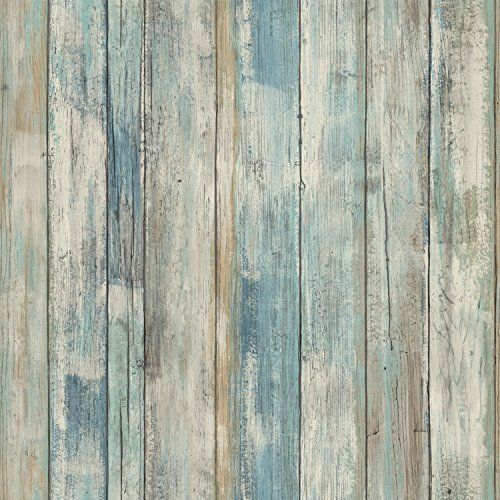 RoomMates RMK9052WP Blue Distressed Wood Peel & Stick Wallpaper