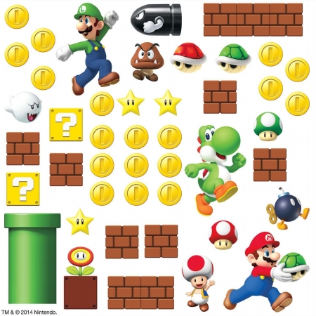 RoomMates Room Mates RMK2351SCS Nintendo Super Mario Build A Scene Peel And Stick Wall Decal