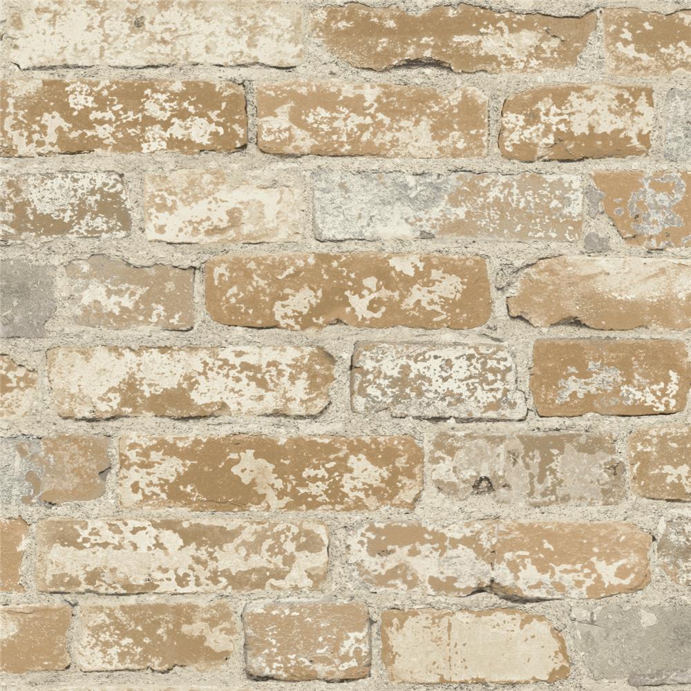 RoomMates RMK9037WP Stuccoed Brown Brick Peel & Stick Wallpaper
