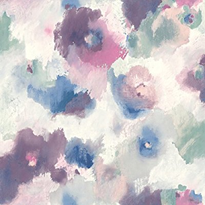 RoomMates RMK11079WP Impressionist Floral Peel & Stick Wallpaper, Pink & Blue