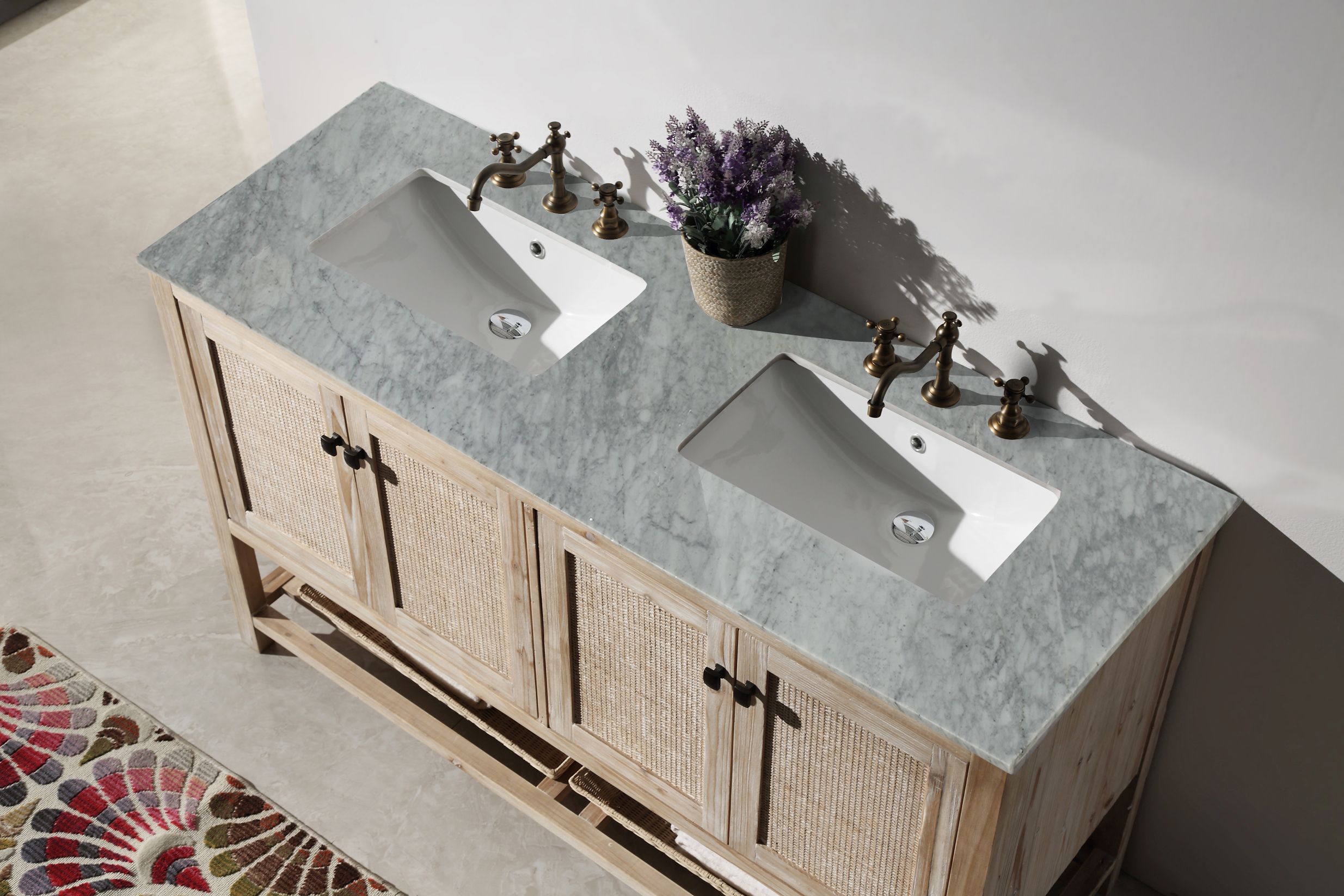 Legion Furniture WH5160 60 in. - Solid Wood Sink Vanity With Marble Top - NO FAUCET INCLUDED