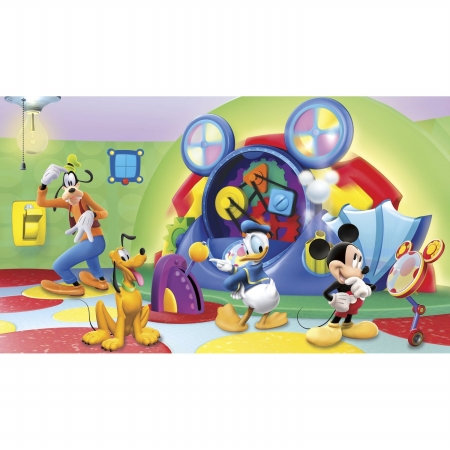 RoomMates Room Mates JL1317M Mickey & Friends Clubhouse Capers Chair Rail Prepasted Mural - Ultra - Strippable