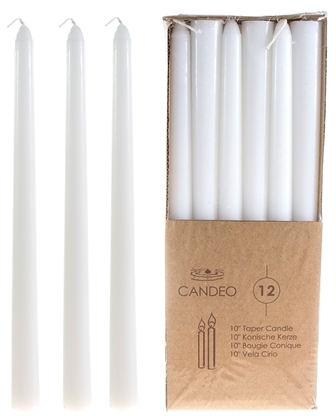 Ddi 1489364 12 piece 10&quot; Unscented Taper Candles - White Case of 24