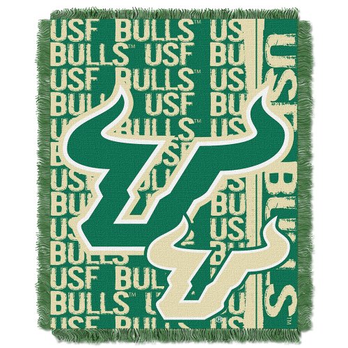 Luxury Home LHM NCAA South Florida Bulls Double Play Jacquard Triple Woven Throw, 48 x 60 in.