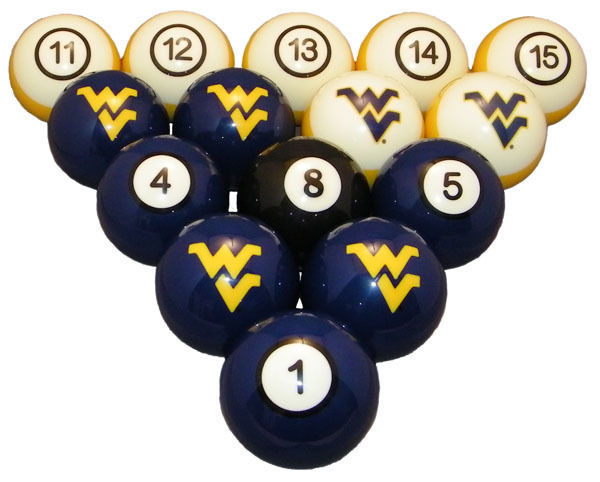Wave7 WVUBBS100N West Virginia University Billiard Numbered Ball Set