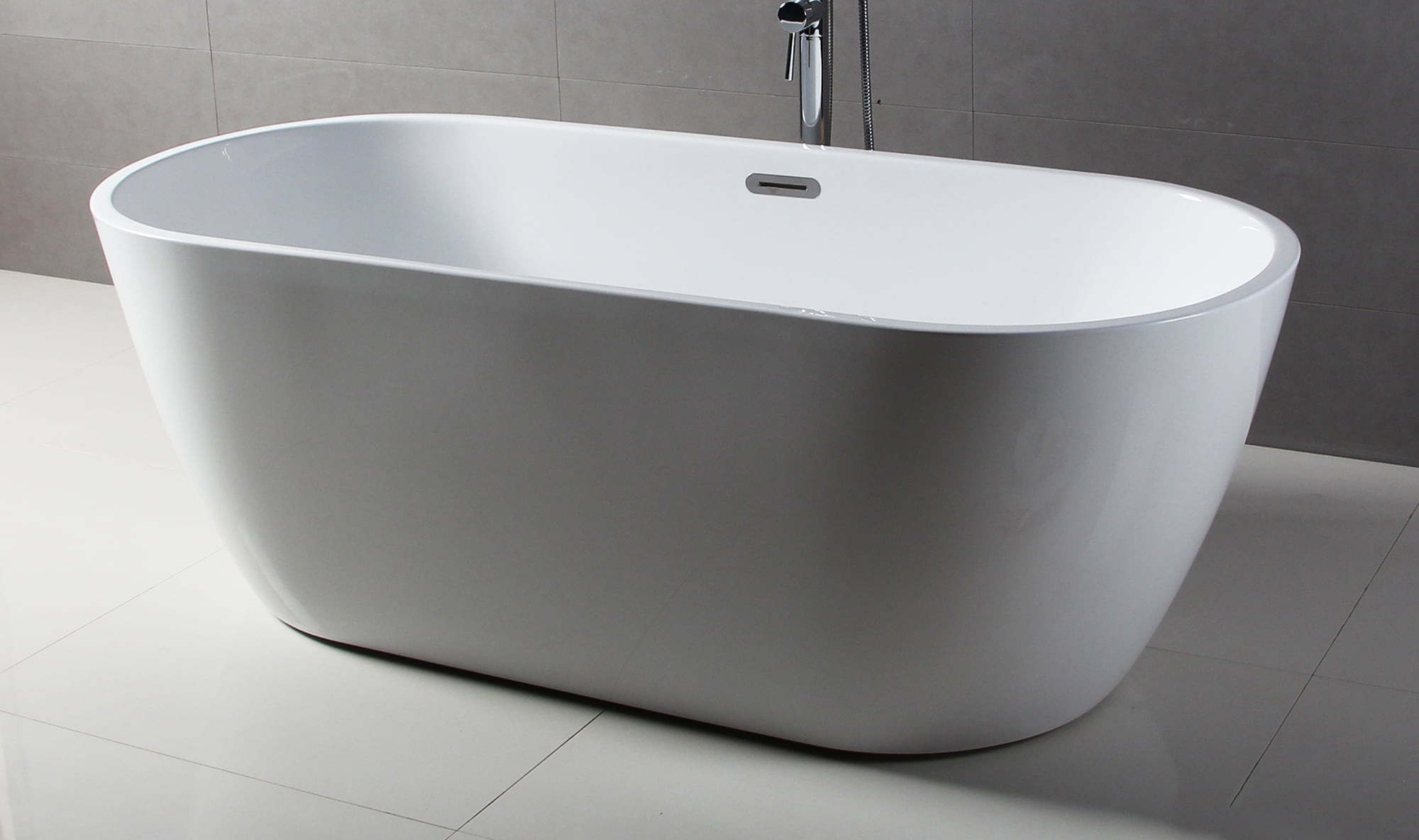 Made-to-Order 67 in. White Oval Acrylic Free Standing Soaking Bathtub
