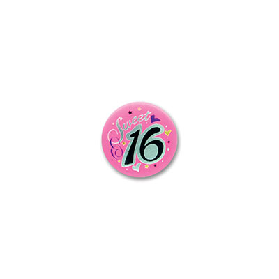 BEISTLE CO Beistle BN037 Sweet 16 Satin Button- Pack Of 6