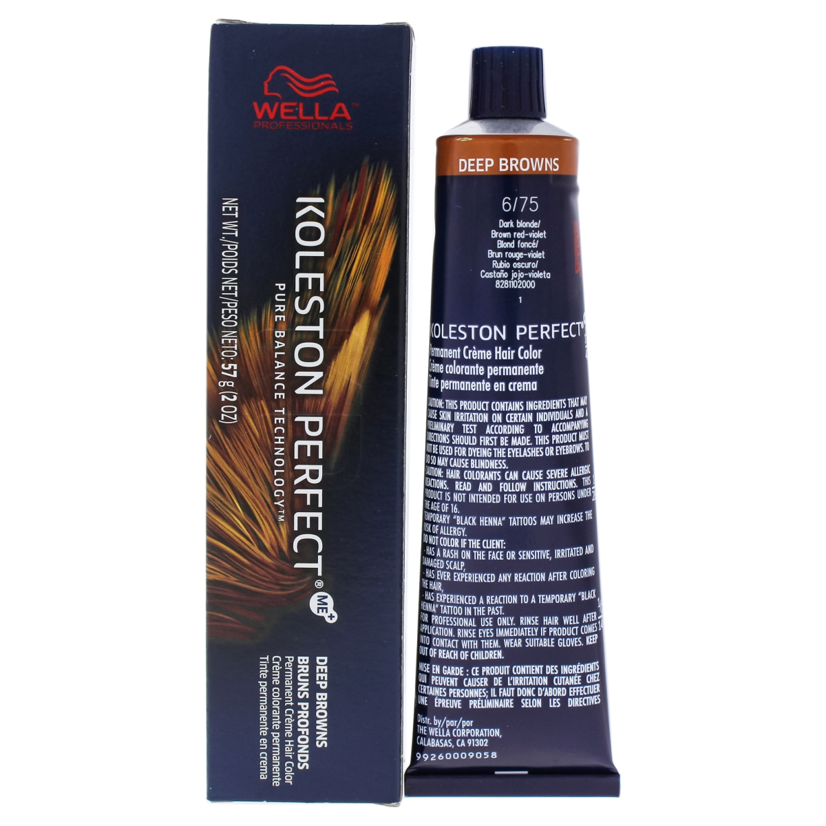 wella I0087112 Koleston Perfect Permanent Creme Hair Color for Unisex - 6 75 Dark Blonde & Brown Red-Violet - 2 oz