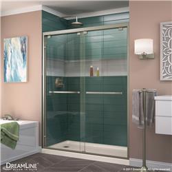 Dreamline DL-7007L-22-04 60 x 36 in. Encore Semi-Frameless Bypass Shower Door with Left Drain Biscuit Acrylic Base - Brushed Nickel