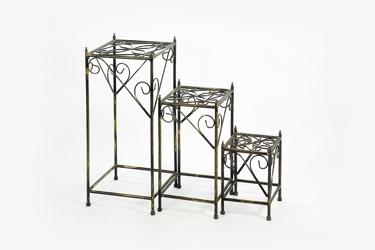 Ore International LB-1708 28 in. Square Cast-Iron Plant Stand, Set of 3