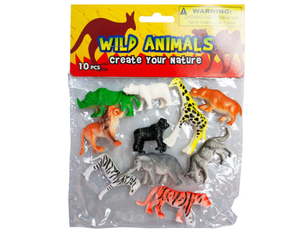 KOLE IMPORTS KL723-48 10 Piece Wild Animals Toys - Case of 48