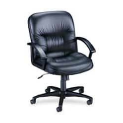 Lorell LLR60115 Managerial Mid-Back Chair- 25-.75in.x29in.x38-.50in.-42in.- Black Lthr