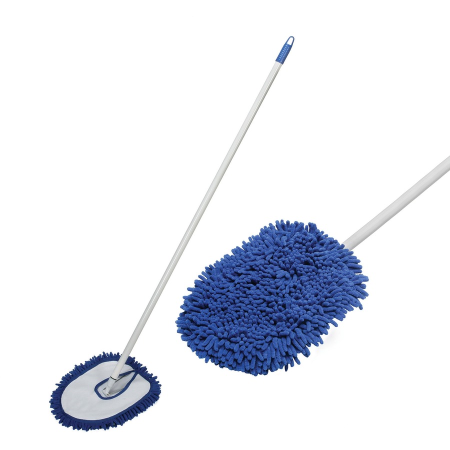 AbilityOne NSN6828879 48 in. Microfiber Dust Mop with Handle  White &amp; Blue - Box of 6