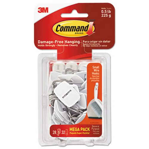 3M 17067MPES 0.5 lbs General Purpose Hooks Wire, White - 28 Hooks 32 Strips per Pack