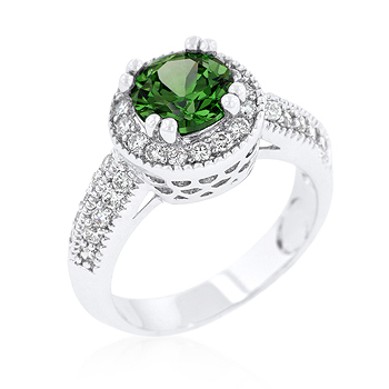 kate bissett R08226R-C40-09 Emerald Halo Engagement Ring - Size 09