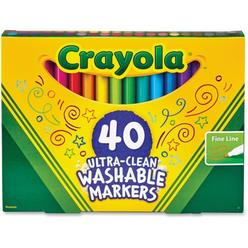 Crayola 587861 Ultra-Clean Washable Classic Markers, Fine Point - Classic Colors, 40 per Set
