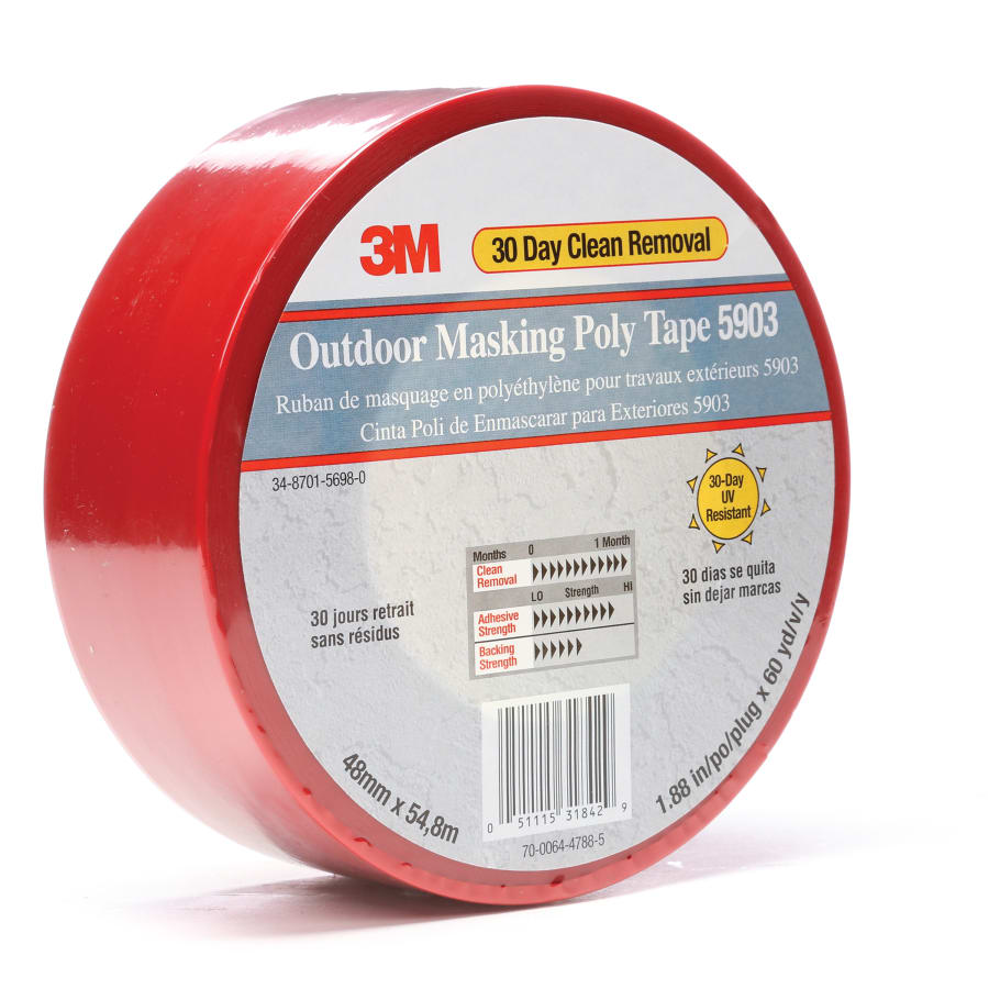 3M 405-051115-31842 48 x 54.8 mm 7.5 Mil Thickness Poly Tape&#44; Red