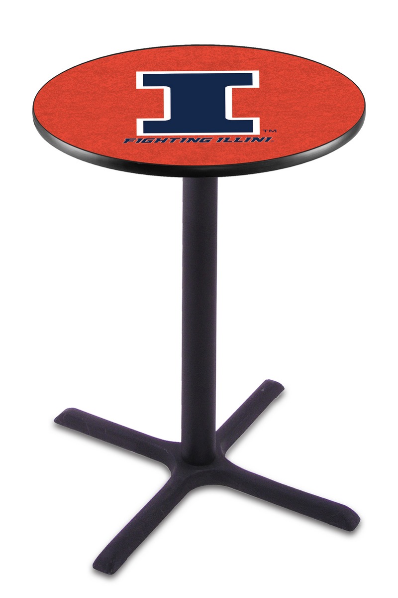 Holland Bar Stool L211 University of Illinois 36&quot; Tall - 36&quot; Top Pub Table with Black Wrinkle Finish