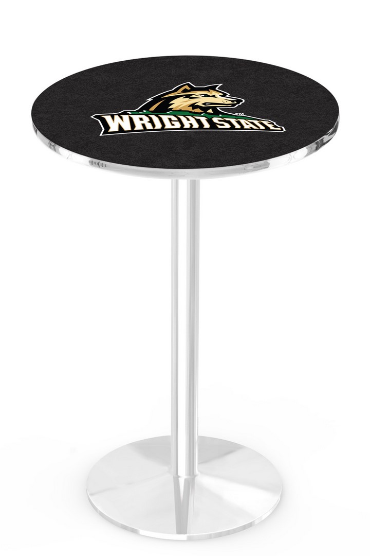 Holland Bar Stool L214 Wright State University 36&quot; Tall - 36&quot; Top Pub Table with Chrome Finish
