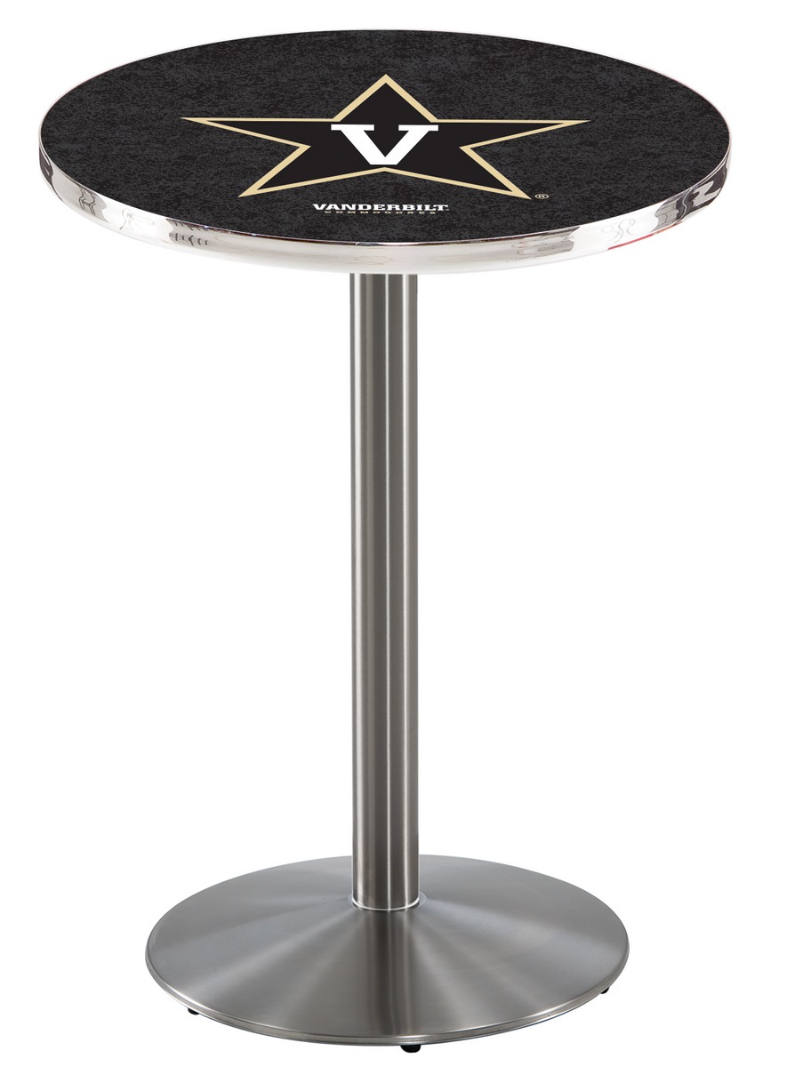 Holland Bar Stool L214 Vanderbilt University 36&quot; Tall - 36&quot; Top Pub Table with Stainless Finish