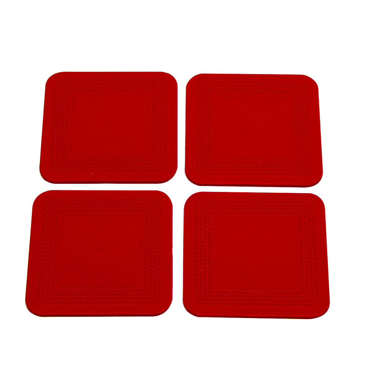 Dycem 50-1670R Non-Slip Square Coasters, Red - Set of 4