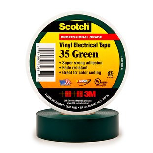 3M-35-20-GN Scotch 35 Color Coding Electrical Tape, 0.5 in. x 20 ft. - Green