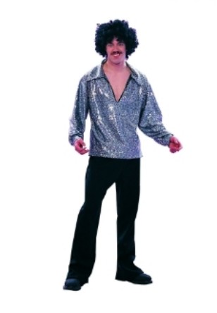 SupriseItsMe 70s Disco Sequin Shirt - Black - Size Plus Male 46-50