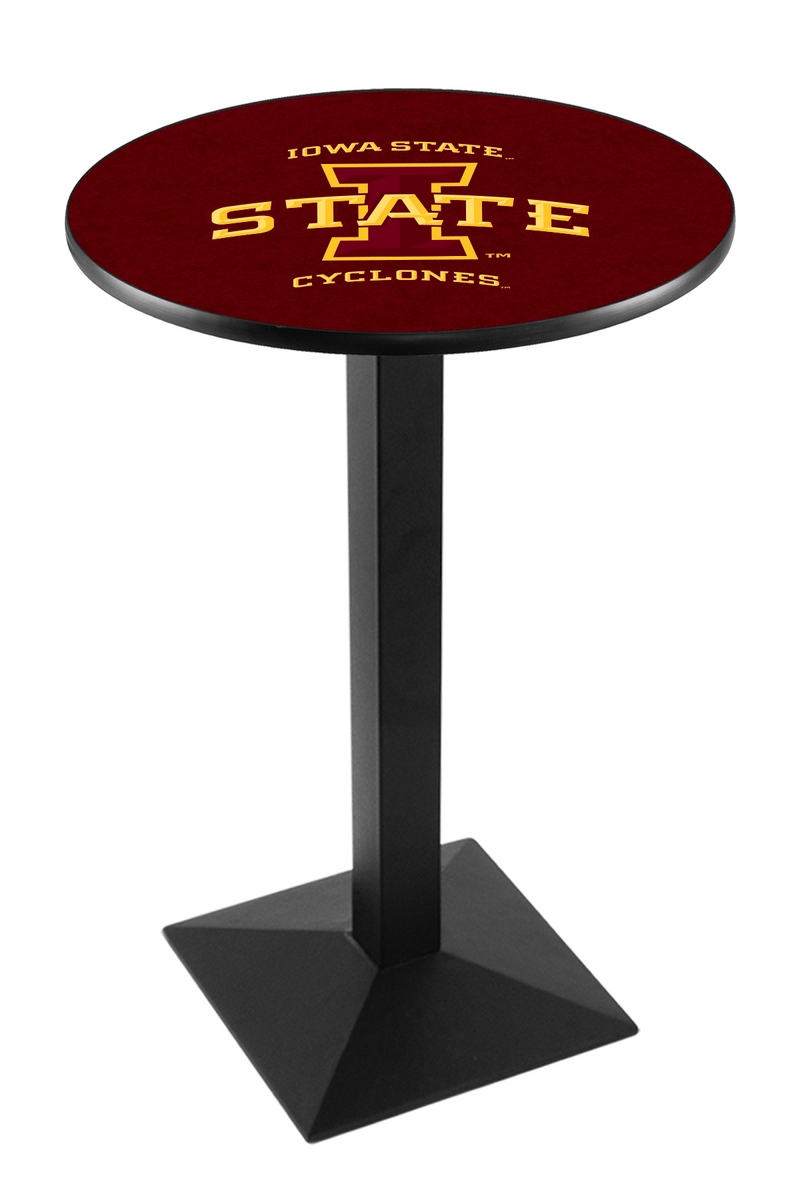 Holland Bar Stool L217 Iowa State University 42&quot; Tall - 36&quot; Top Pub Table with Black Wrinkle Finish