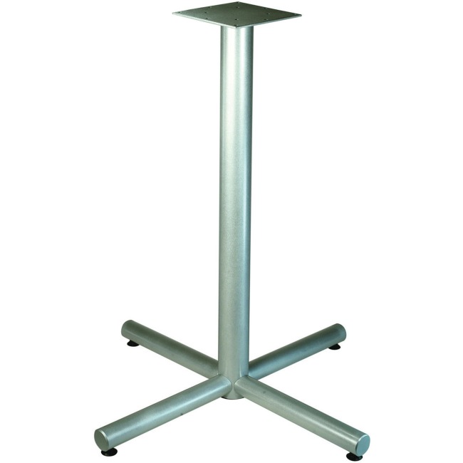 Lorell Silver Bistro-height X-leg Table Base - Metallic Silver X-shaped Base - 40.75" Height x 32" Width - Assembly Required