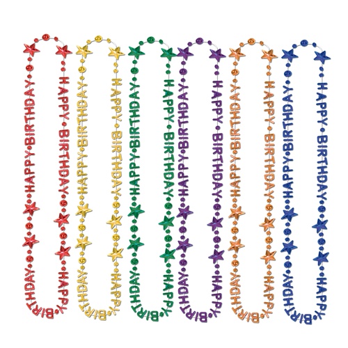 BEISTLE CO Beistle 57239-ASST Happy Birthday Beads-of-Expression Pack of 12