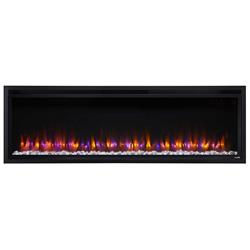 Simplifire SF-ALLP60-BK 60 in. Allusion Platinum Recessed Linear Wall Mount Electric Fireplace