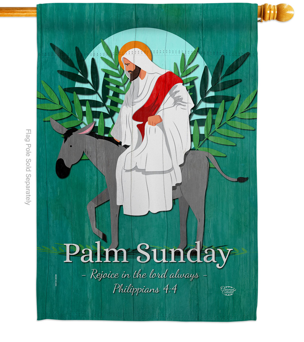 Ornament Collection H190067-BO Rejoice Palm Sunday Religious Faith Double-Sided Garden Decorative House Flag, Multi Color
