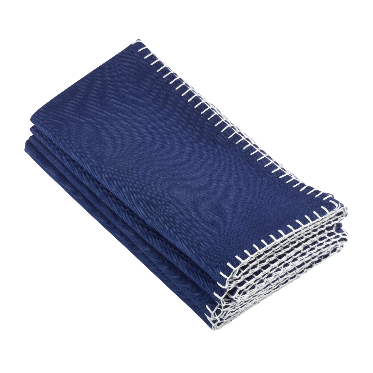 Cookhouse 20 in. Square Whip Stitched Design Napkin&#44; Navy Blue - Set of 4