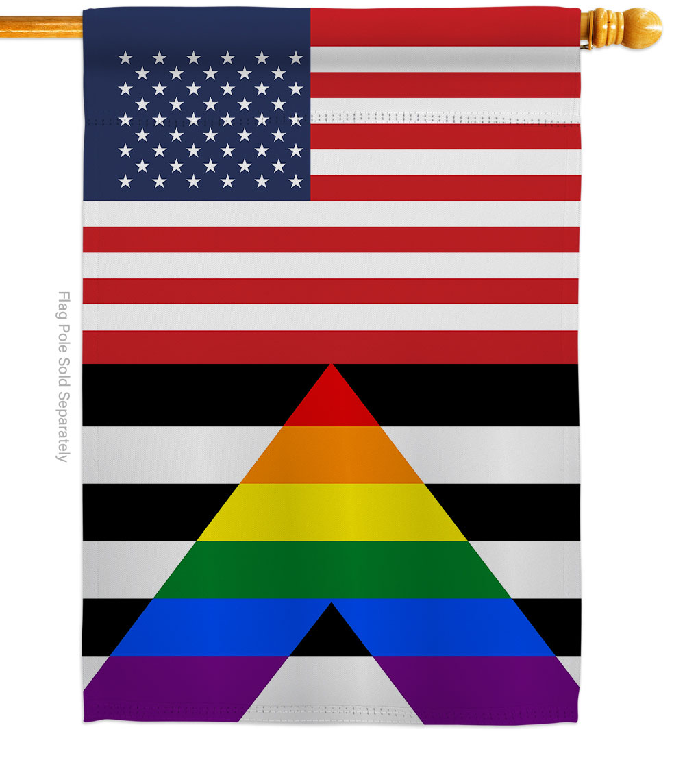 Americana Home & Garden H148048-BO US Straight Allies for Equality Support Pride 28 x 40 in. Double-Sided Decorative Vertical House Flags Decoration Ban