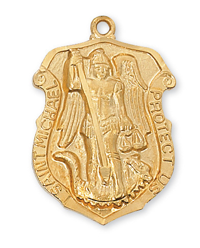 McVan J414 1.23 x 0.82 x 0.12 in. Gold Over Sterling St.Michael Pendant