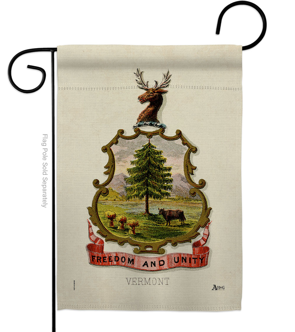 Americana Home & Garden G141252-BO 13 x 18.5 in. Coat of Arms Vermont Garden Flag with Americana States Double-Sided Decorative Vertical House Banner Ya