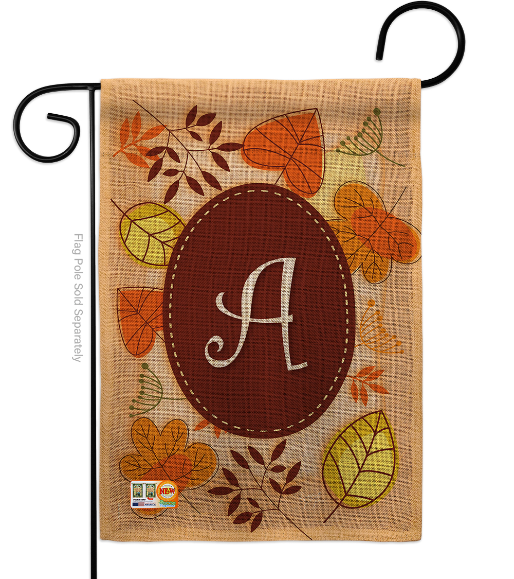Breeze Decor BD-HA-G-130027-IP-DB-D-US09-BD 13 x 18.5 in. Autumn A Initial Burlap Fall Harvest & Impressions Decorative Vertical Double Sided