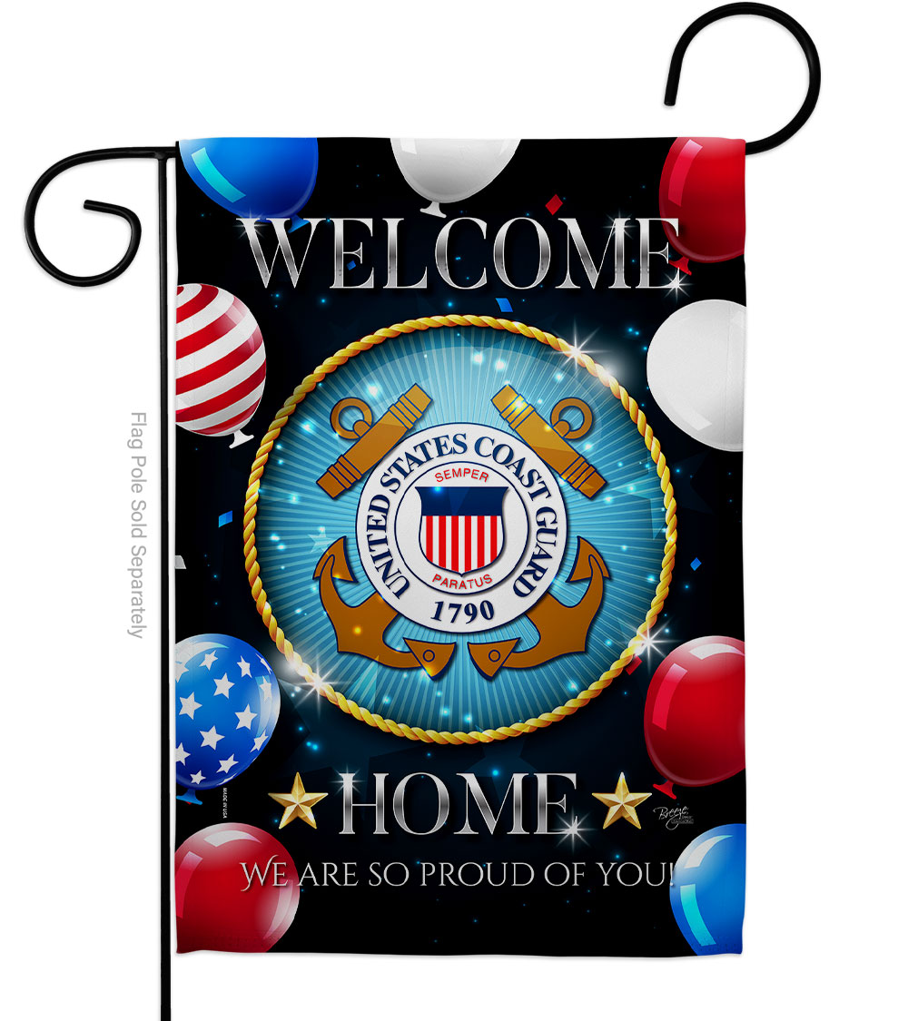 Breeze Decor G158629-BO 13 x 18.5 in. Welcome Home Coast Guard Garden Flag with Armed Forces Double-Sided Decorative Vertical Flags House Dec