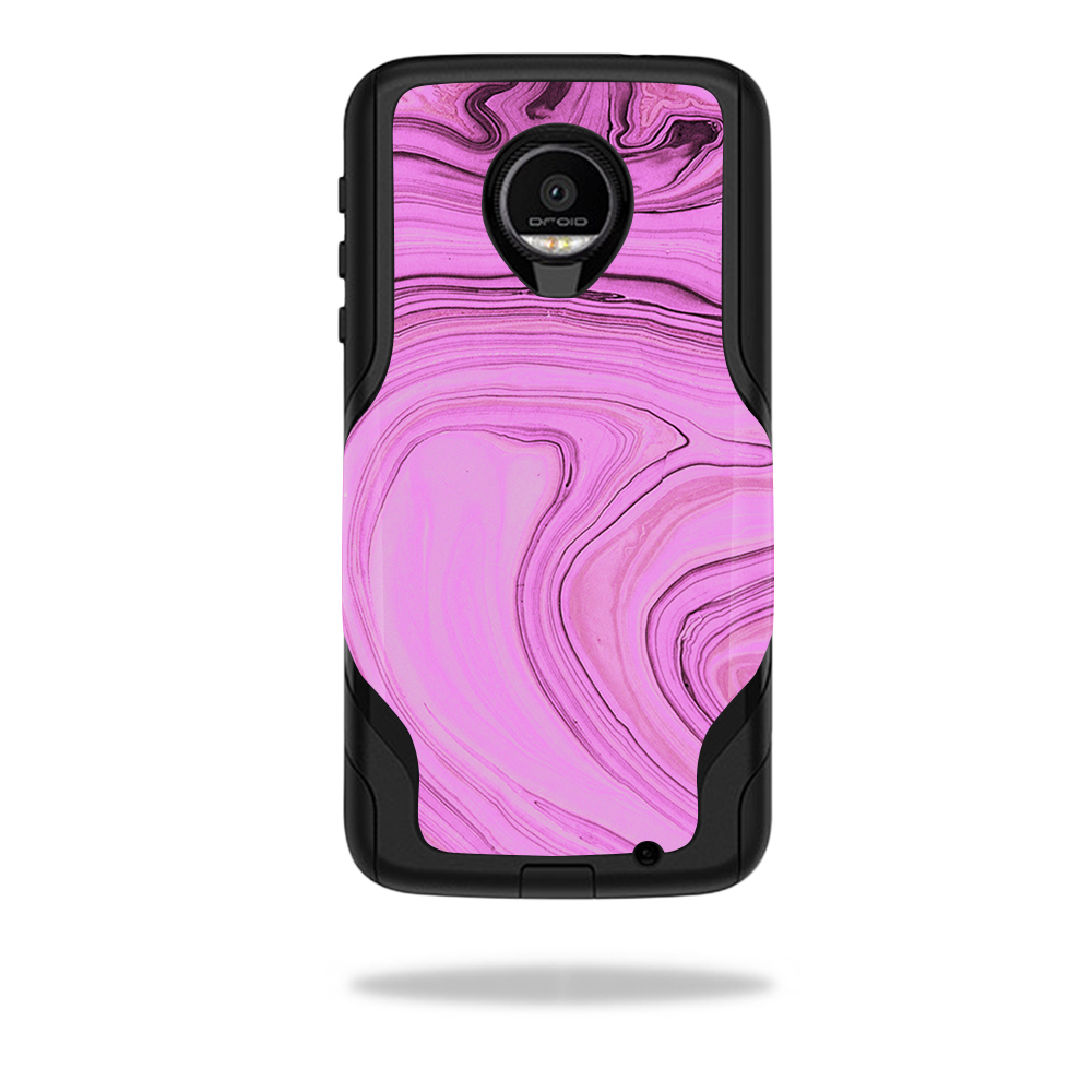 MightySkins OTCMOTOZF-Pink Thai Marble Skin for Otterbox Commuter Moto Z Force Droid Case Wrap Cover Sticker - Pink Thai Marble