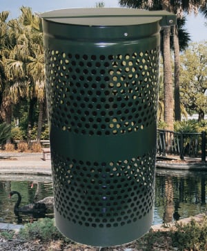Beloved Steel Trash Can with Lid, Forest Green