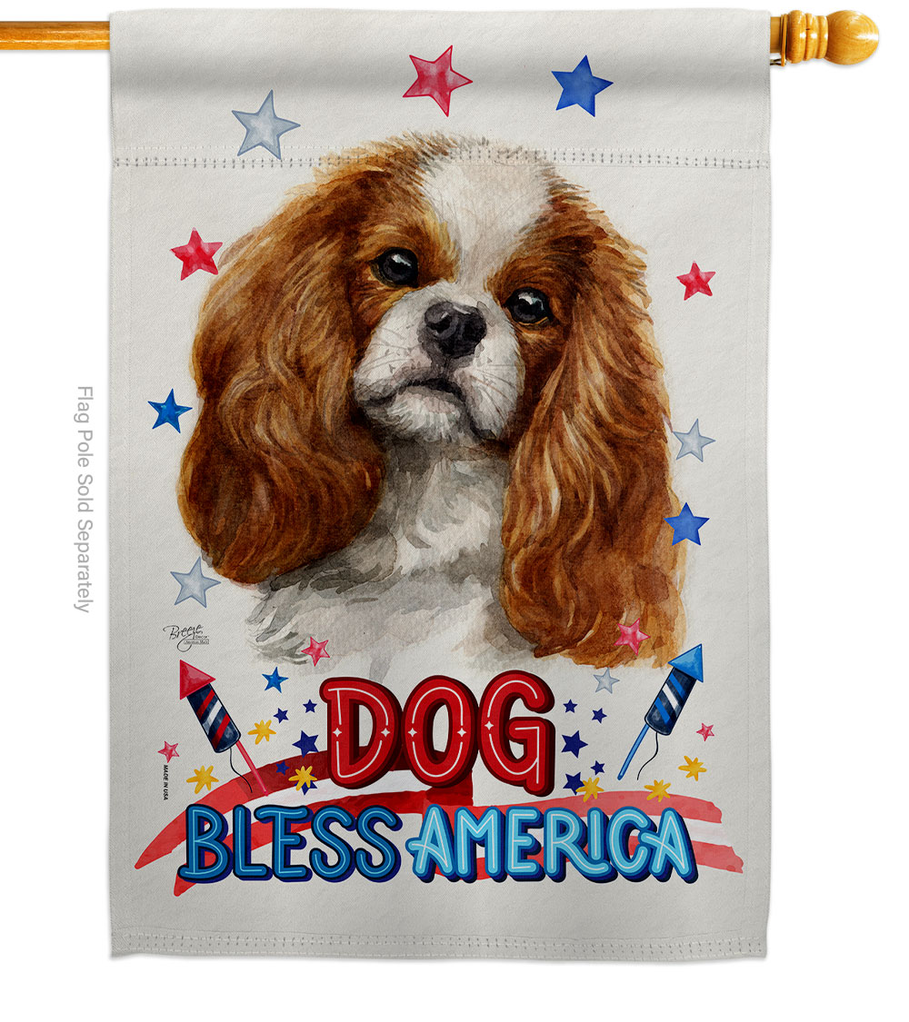 Breeze Decor H120100-BO Patriotic Comforter Spaniel Animals Dog 28 x 40 in. Double-Sided Decorative Vertical House Flag for Decoration Banner
