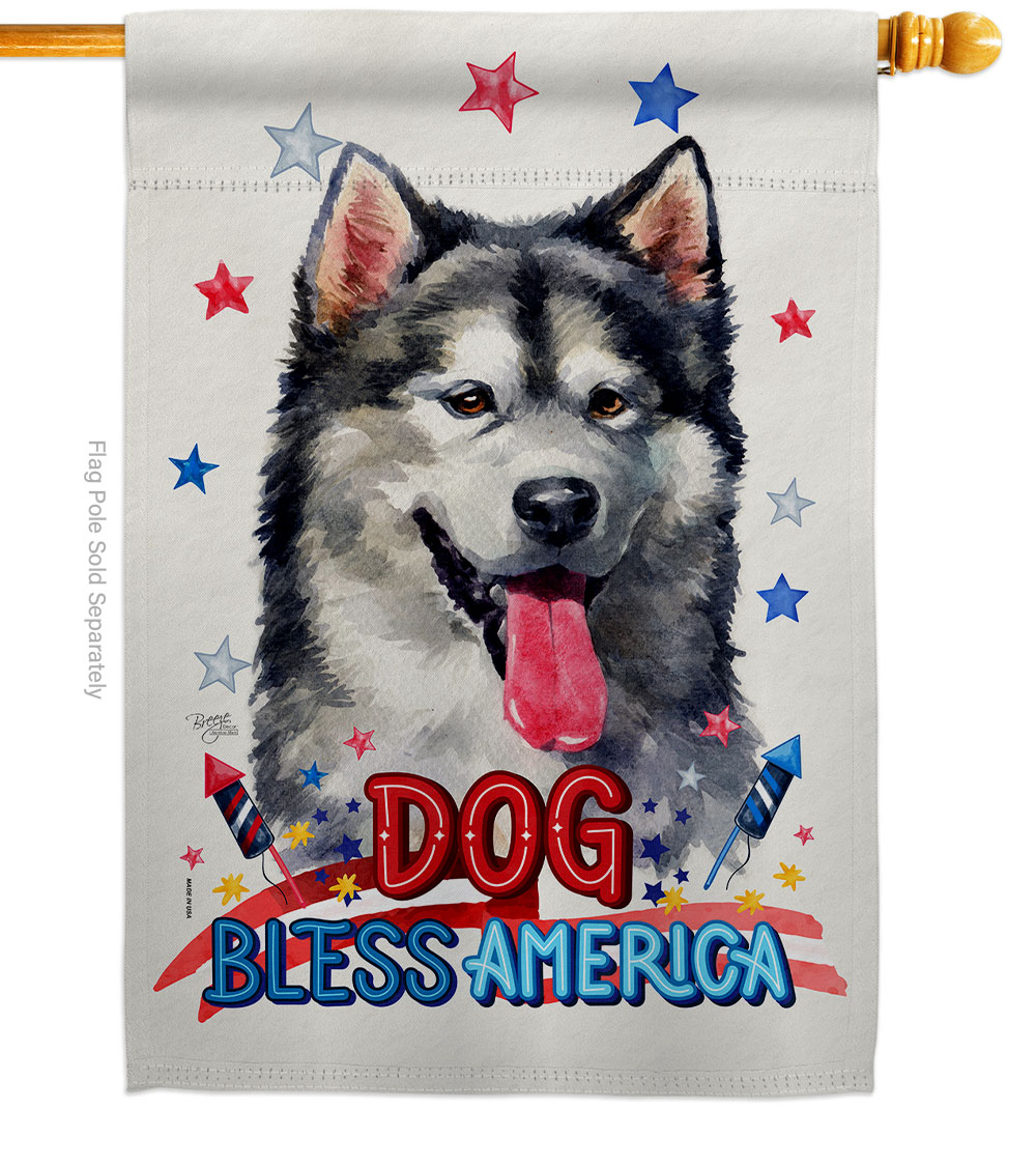 Breeze Decor H120106-BO Patriotic Alaskan Malamute Animals Dog 28 x 40 in. Double-Sided Decorative Vertical House Flag for Decoration Banner